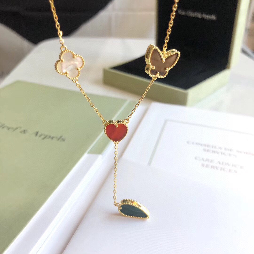[ELAN LUXE]LUCKY SPRING 4 MOTIFS ROSE GOLD NECKLACE
