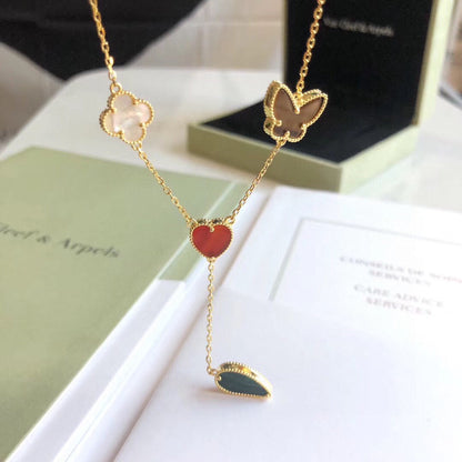 [ELAN LUXE]LUCKY SPRING 4 MOTIFS ROSE GOLD NECKLACE