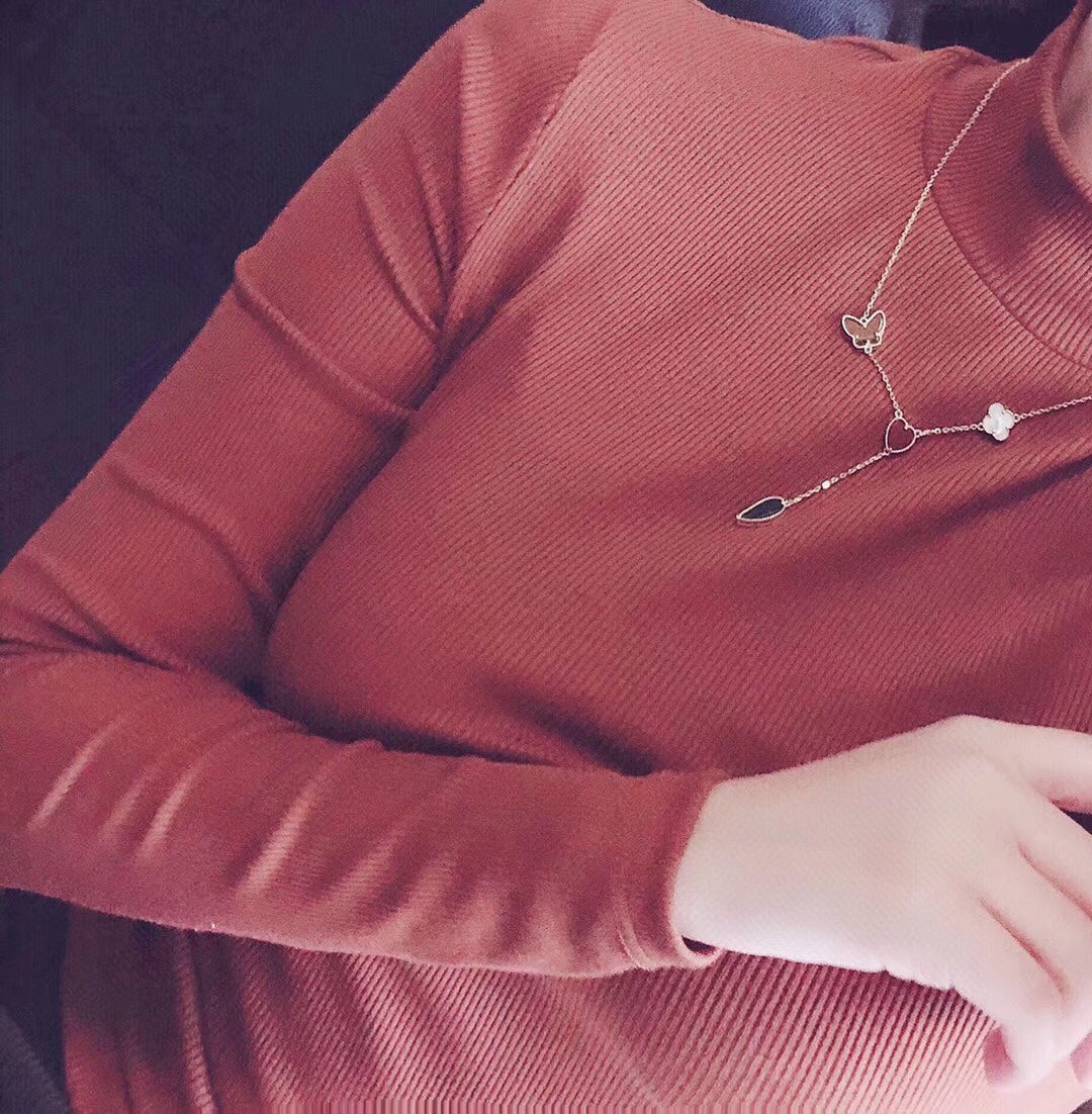 [ELAN LUXE]LUCKY SPRING 4 MOTIFS ROSE GOLD NECKLACE