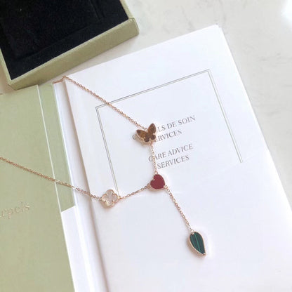 [ELAN LUXE]LUCKY SPRING 4 MOTIFS ROSE GOLD NECKLACE