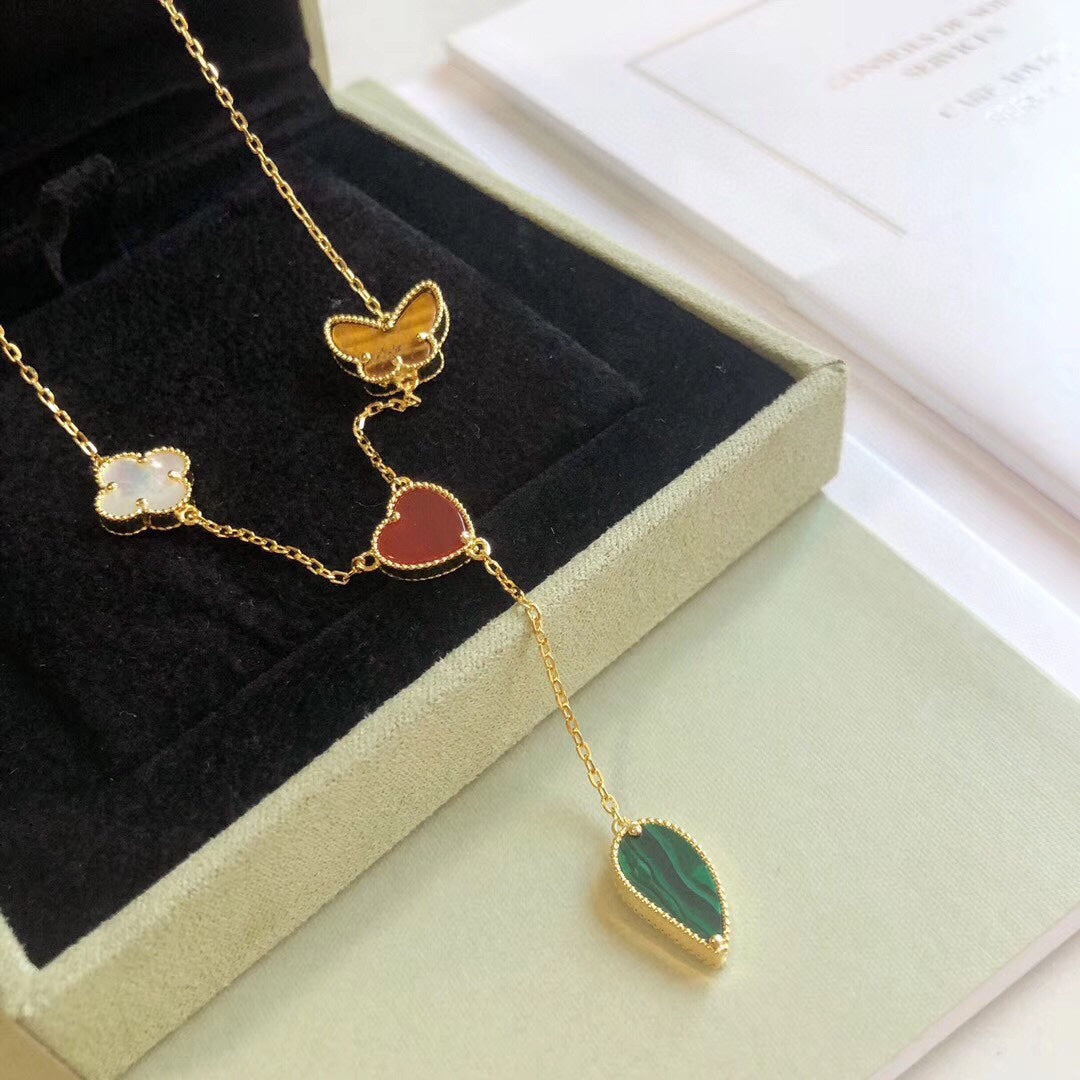 [ELAN LUXE]LUCKY SPRING 4 MOTIFS ROSE GOLD NECKLACE