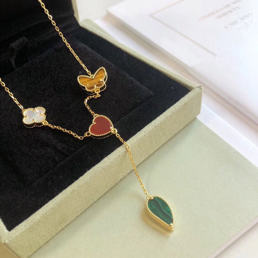 [ELAN LUXE]LUCKY SPRING 4 MOTIFS ROSE GOLD NECKLACE