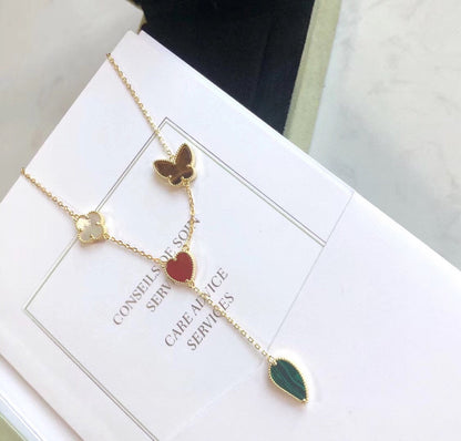 [ELAN LUXE]LUCKY SPRING 4 MOTIFS ROSE GOLD NECKLACE