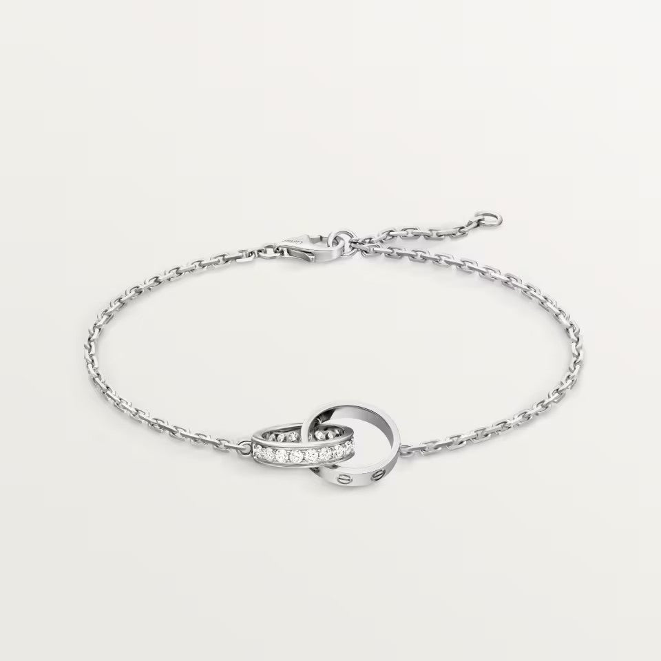 [ELAN LUXE]LOVE DOUBLE RING HALF DIAMOND BRACELET
