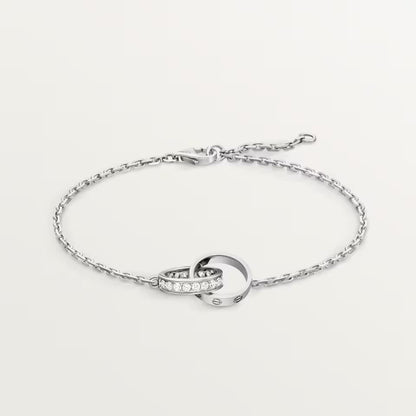 [ELAN LUXE]LOVE DOUBLE RING HALF DIAMOND BRACELET