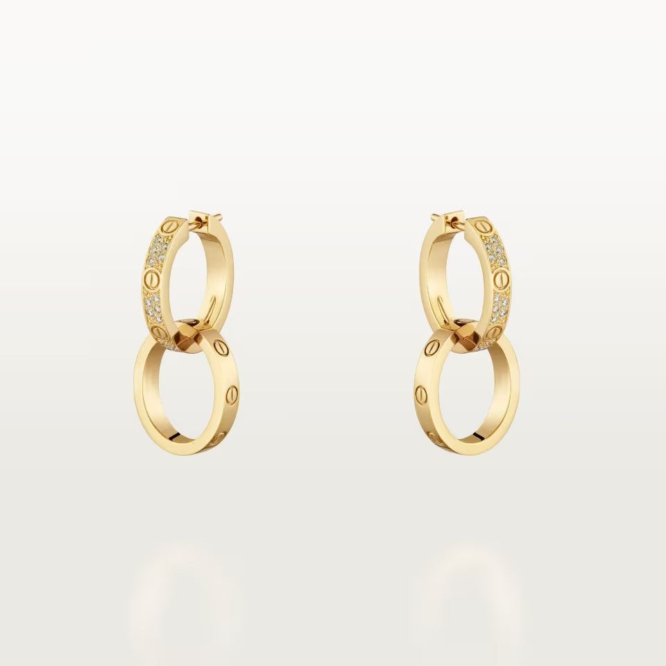 [ELAN LUXE]LOVE 3.3MM DANGLE HALF DIAMOND EARRINGS