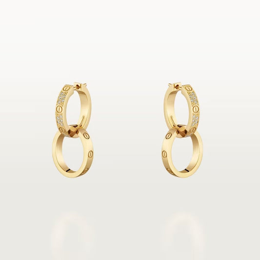 [ELAN LUXE]LOVE 3.3MM DANGLE HALF DIAMOND EARRINGS