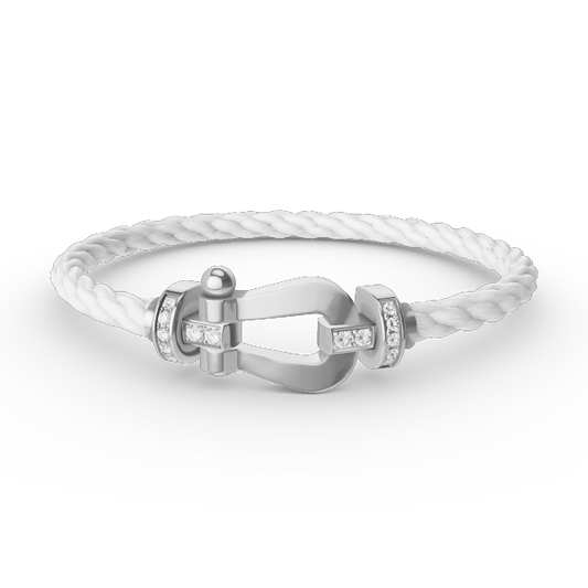 [ELAN LUXE]FORCE LARGE HORSESHOE HALF DIAMOND BRACELET SILVER