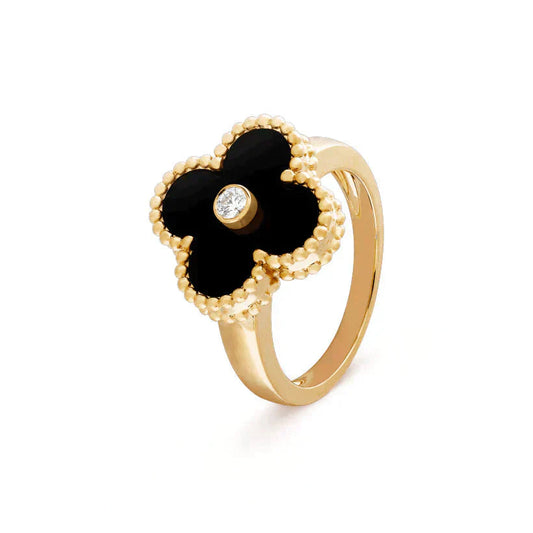 [ELAN LUXE]CLOVER ONYX RING GOLD DIAMOND