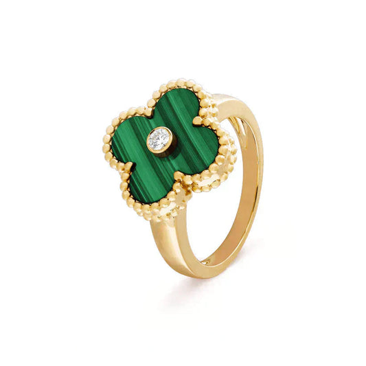 [ELAN LUXE]CLOVER MALACHITE RING GOLD DIAMOND