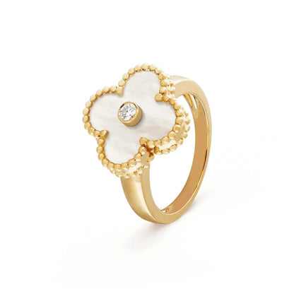 [ELAN LUXE]CLOVER PINK MOP RING GOLD DIAMOND